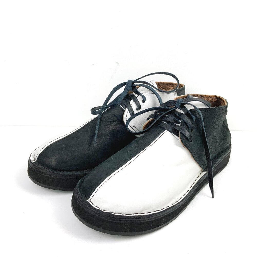 Men's Leather Black/White Split Toe Chukka Boots Italy Sz 8 - 8.5 - Picture 2 of 16